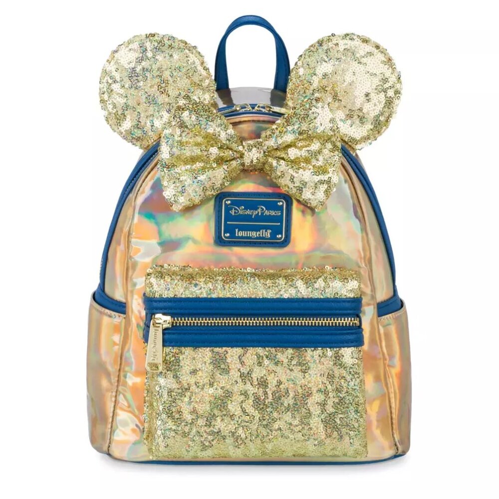 Minnie Mouse EARidescent Mini Backpack 50th Anniversary Loungefly + Keychain New